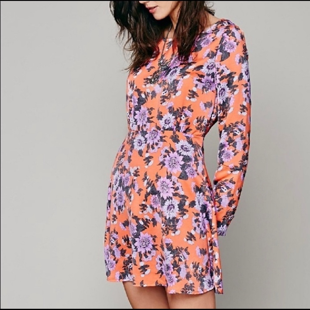Free People | Parker Dress | Orange Purple Floral